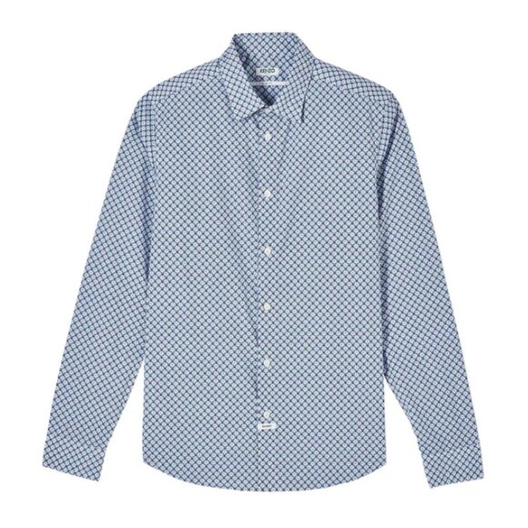 Men's Blue & White KENZO Urban Slim Fit Button Front Dress Shirt - Size 40R - Picture 1 of 8